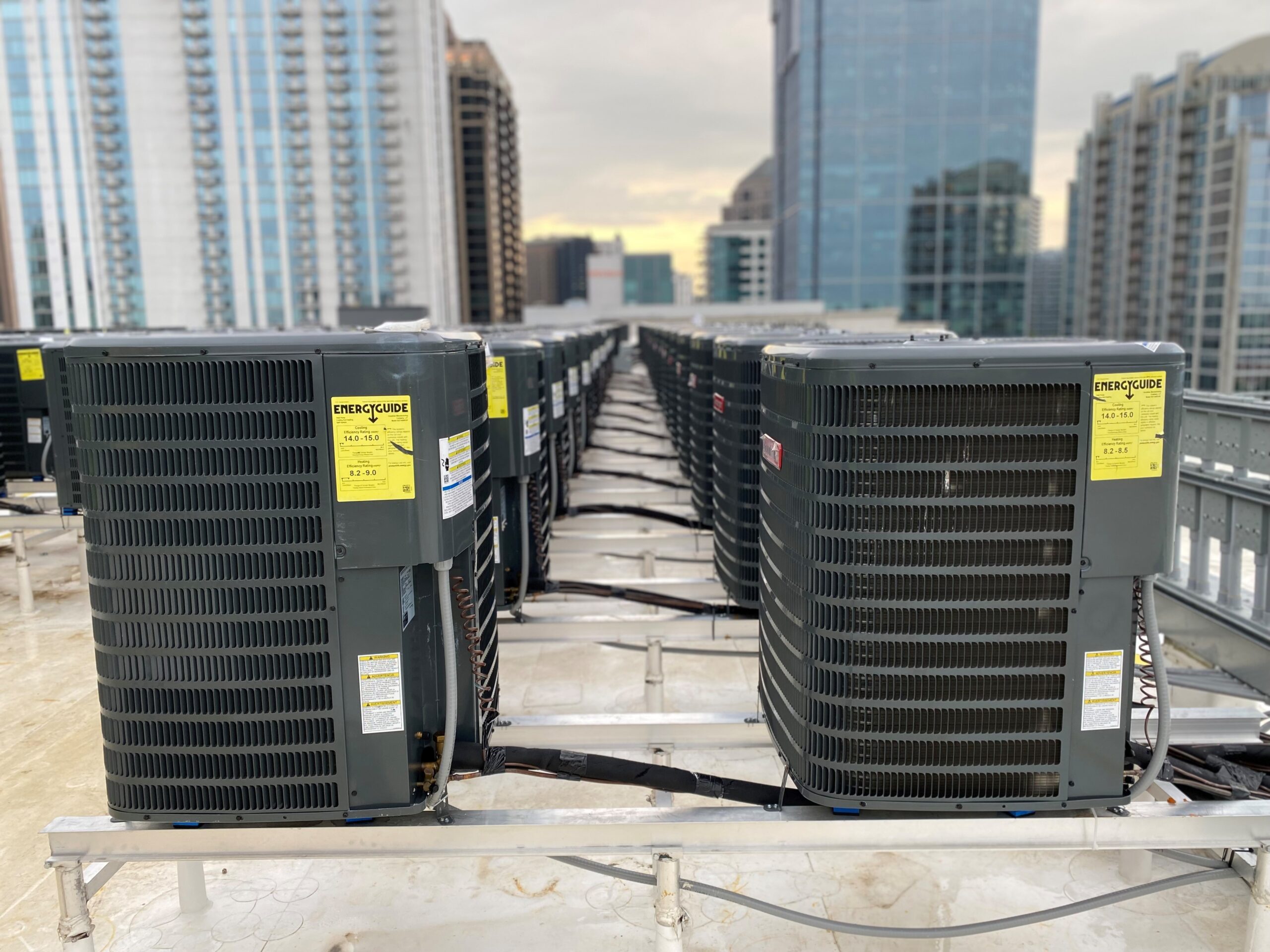 HVAC units on business building rooftop